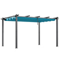 10FT X 13FT Modern Outdoor Retractable Pergola with Aluminum Canopy Sun Shade for Courtyard