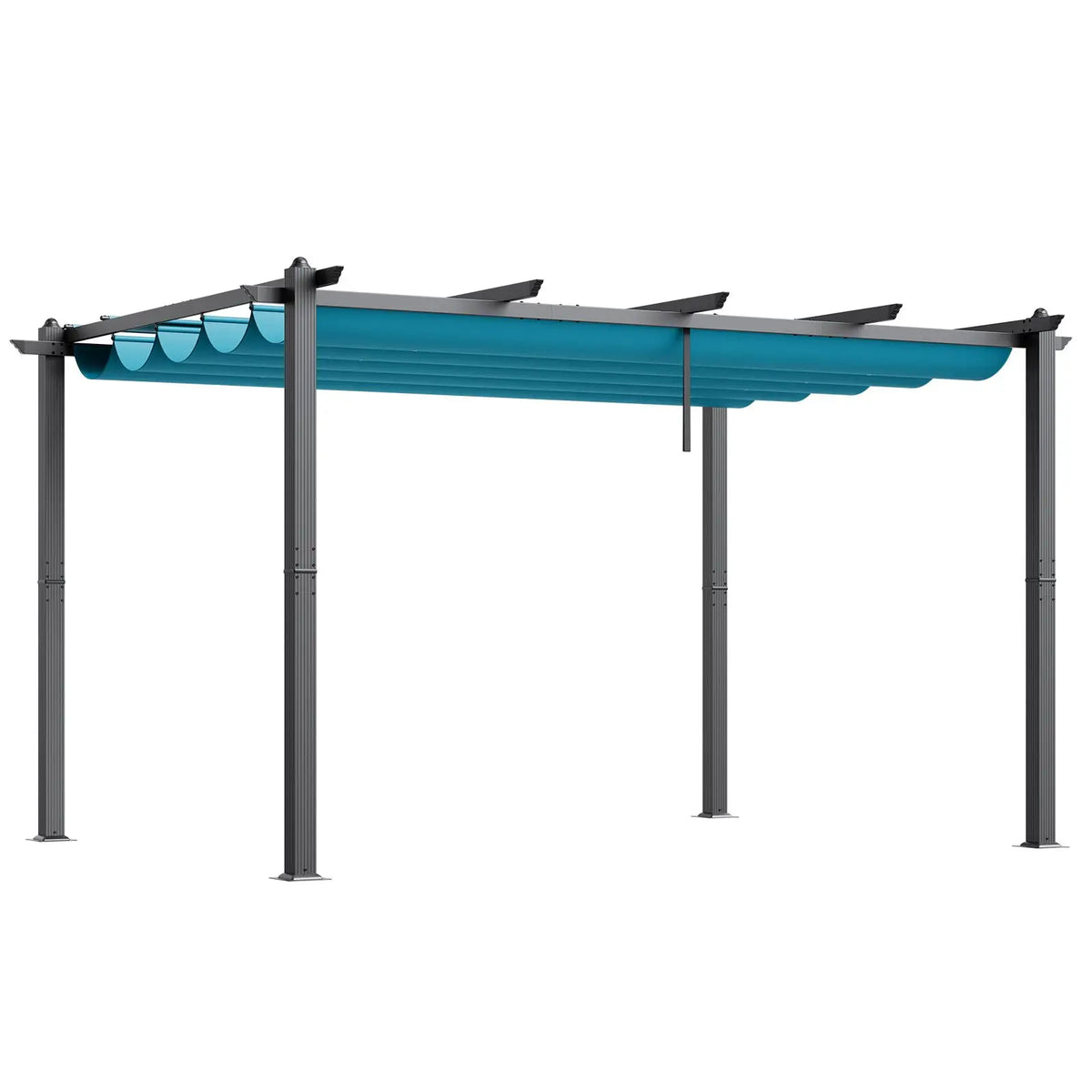10FT X 13FT Modern Outdoor Retractable Pergola with Aluminum Canopy Sun Shade for Courtyard