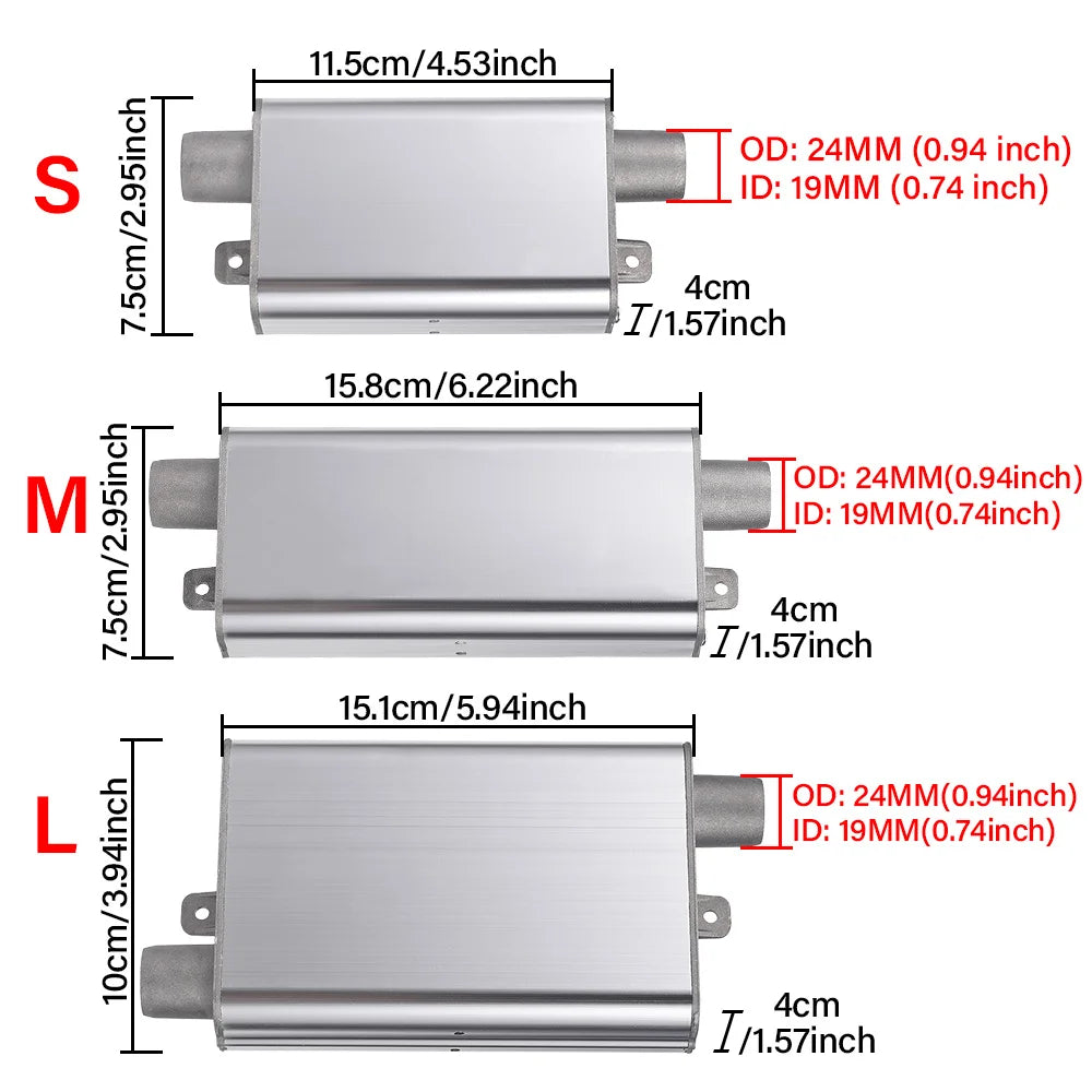 24mm Muffler Silencer S Curved Air Diesel Parking Heater Exhaust Pipe Aluminum Alloy Small Medium Large for Weibost Eberspach