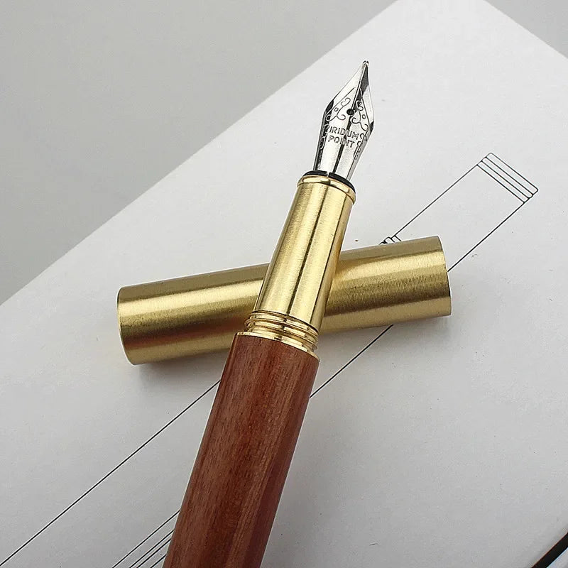 Exquisitely Designed Portable Pocket Vintage Mini Lipstick Pen Brass Solid Wood Materials Stationery Gifts Office Supplies