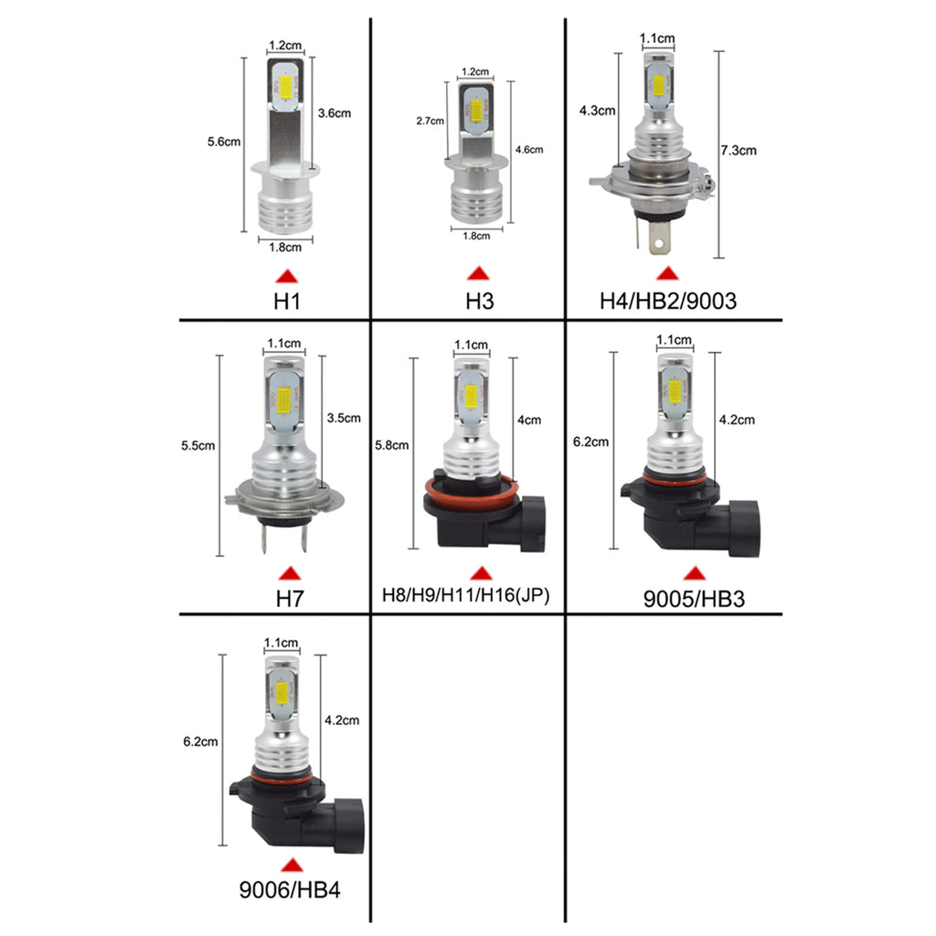2Pcs H7 H4 LED Car Headlight H11 H8 H9 H1 H3 Car Fog Light Bulbs 9005 9006 Hb3 Hb4 Auto Driving Running Lamps 80W 12V 24V White