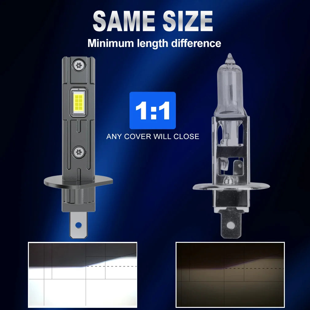 2Pcs H1 H3 Headlight Bulbs Canbus No Error H4 H7 25000LM 70W Auto Mini LED Turbo Bulb For Car 6500K Automobile Lamp Plug & Play