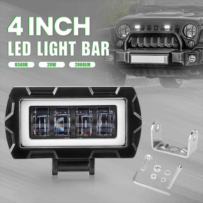 4 inch 5 inch 7D Angel Eye LED work Light Bar Offroad 4x4 Spotlight Fog Lamp 12V 24V Driving Work lamp DRL for Truck SUV ATV