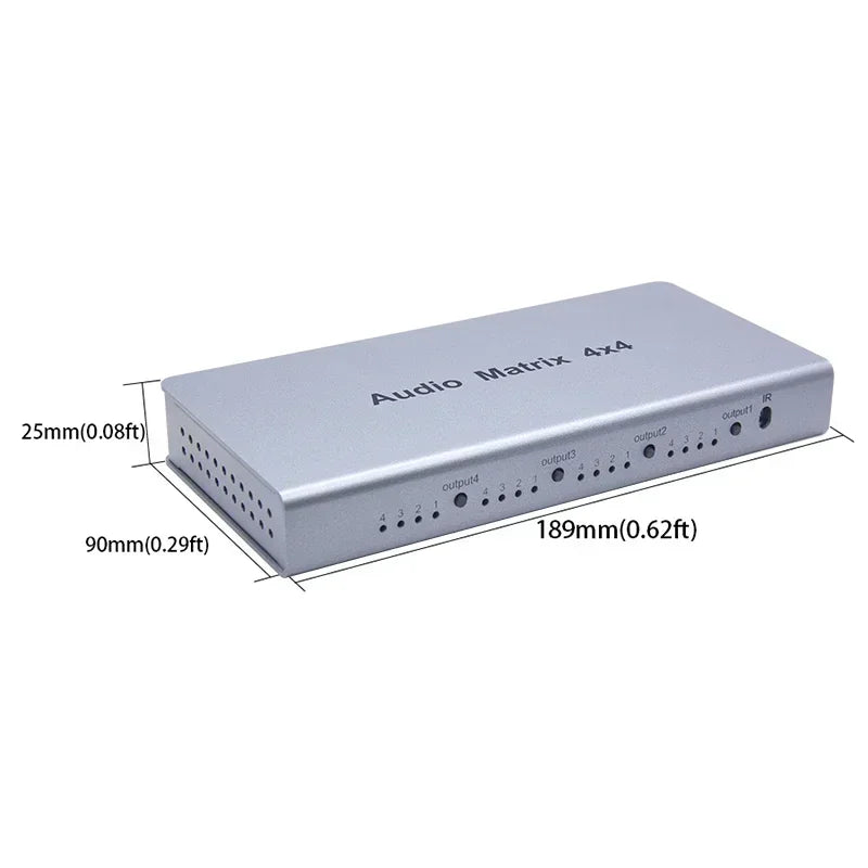 4x4 Audio Matrix Spdif Toslink Digital Optical 4 in 4 Out Audio Switch Converter Splitter Box for TV STB DVD Player PC Amplifier