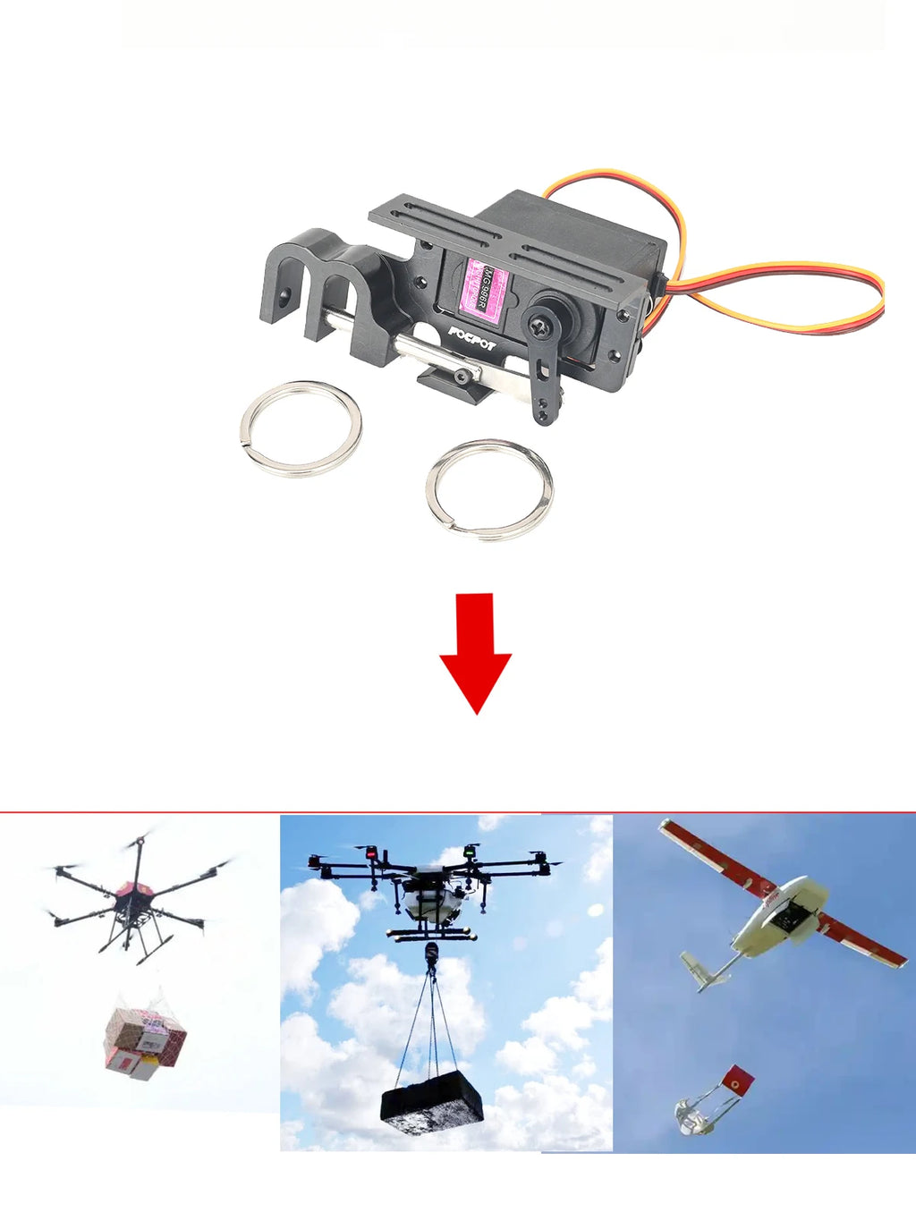 Payload Drop Release Servo Parabolic Switch Releaser UAV Throw Device Drone Plane Remote Controll Airdropping for RC Multimotor