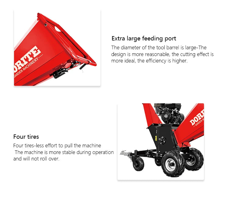 Customized 15HP Wood Chipper Electric 4-wheel Branch Crusher, Wood Processor, Professional Tree Shredder,Forestry Machinery