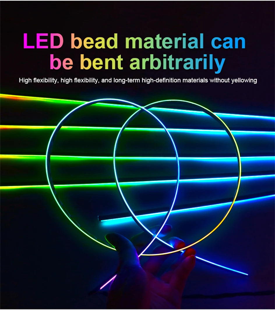 Newest Car LED Dual Zone Hidden Ambient Light Smoke Matt Black Acrylic Strip Symphony Interior Decoration Atmosphere Light Kits