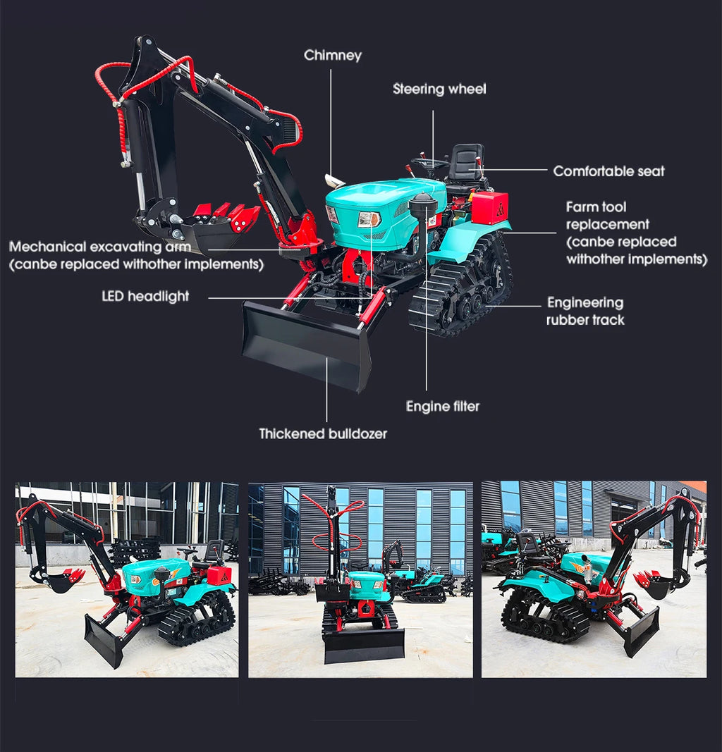 35HP Diesel Crawler Tractor EPA Approved Garden Cultivator With Excavator Parts For Farm & Orchard