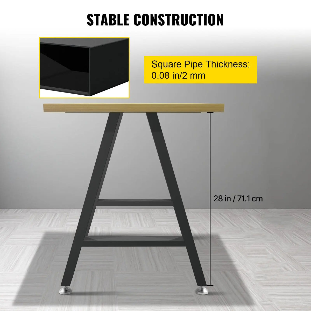 "Aluminum Heavy Duty 28 X 17.7 Inch Shaped Desk Legs Set 2 with Polyurethane Coating Furniture Legs"