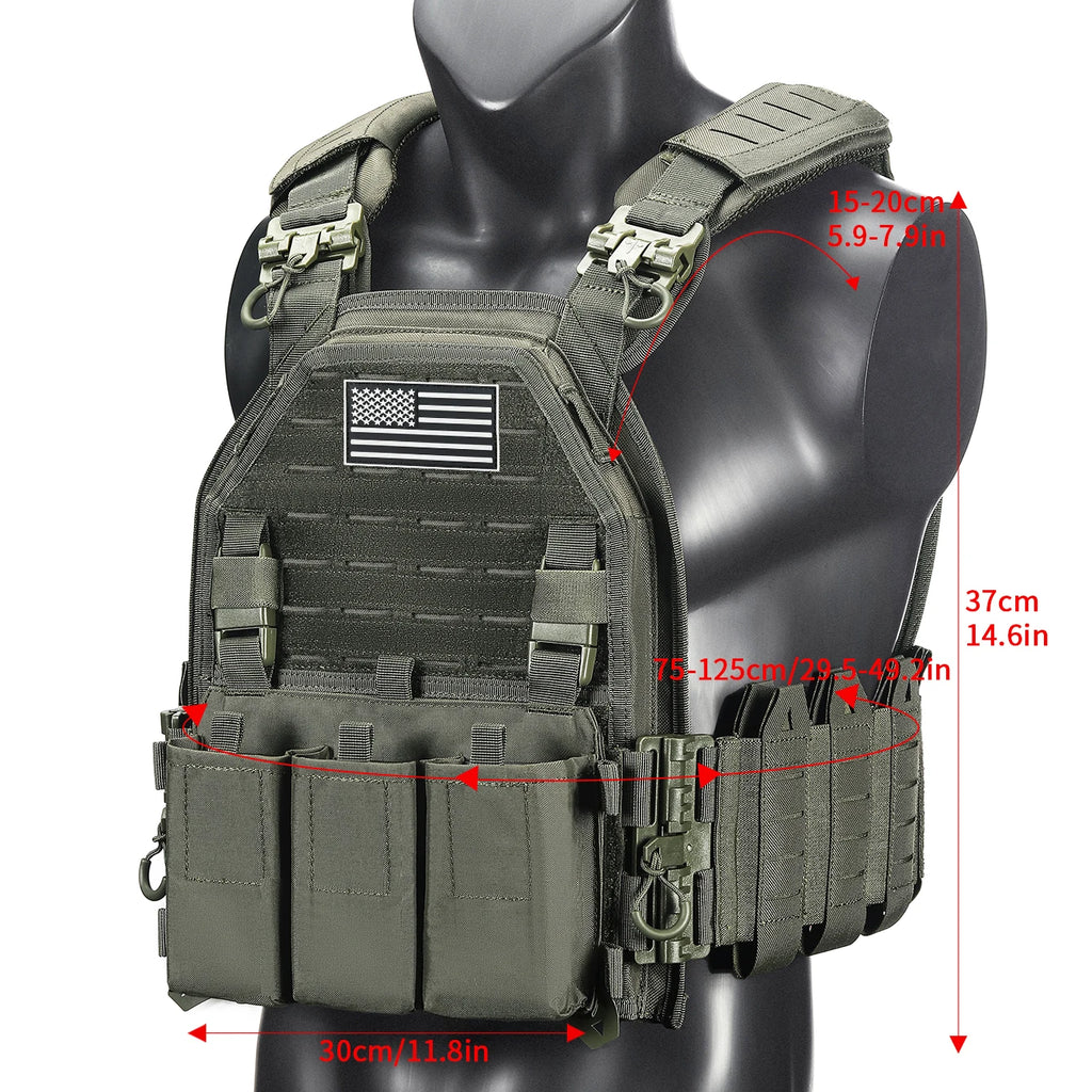 Outdoor Training Tank Top Triple Chest Item Pack MOLLE Extended Training Vest (Including US Flag)