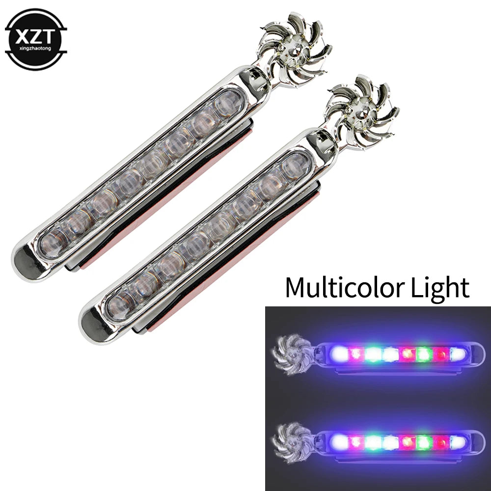2pcs Wind Powered Car LED Daytime Running Light Auxiliary Lighting Rotation Fan Lamp Automobile Day Time Headlight LED Lights
