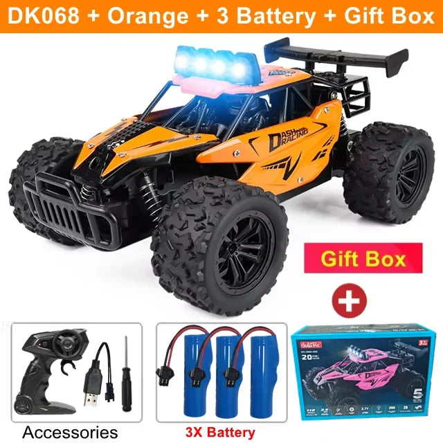 Oike Remote Control Car RC Drift Racing Vehicle Off Road Alloy 2.4G Radio High-Speed Trucks With LED Light Climbing Gift Kid Toy