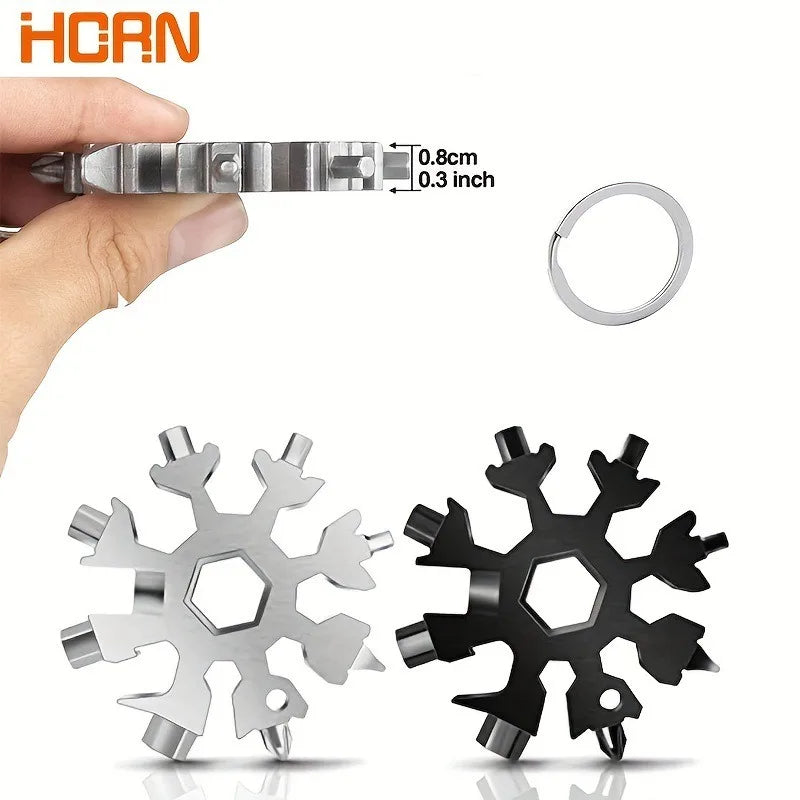 18-in-1 Snowflake Multi Tool Outdoor Camping Travel Camping Adventure Daily Survival Tools Stainless Screwsdriver Bottle Opene