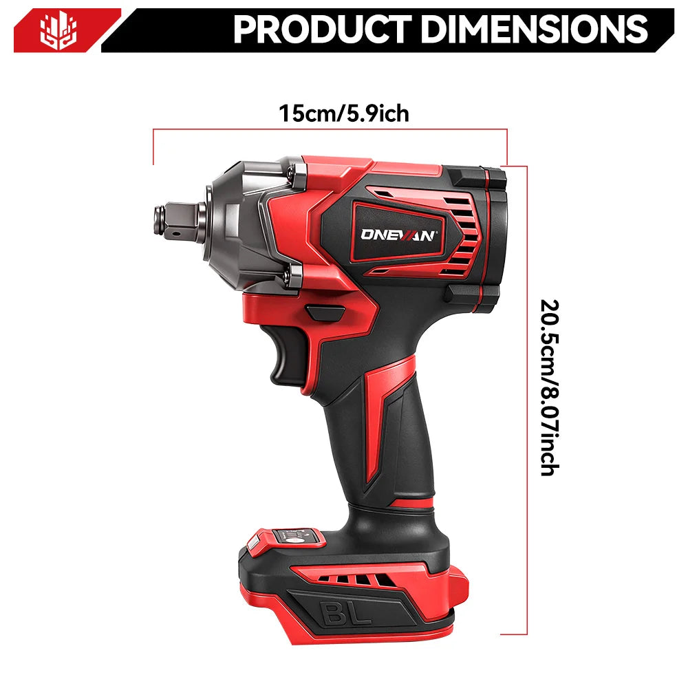 ONEVAN 1200N.M Torque Brushless Electric Impact Wrench 1/2Inch Cordless Wrench Screwdriver Power Tool For Makita 18V Battery Pin