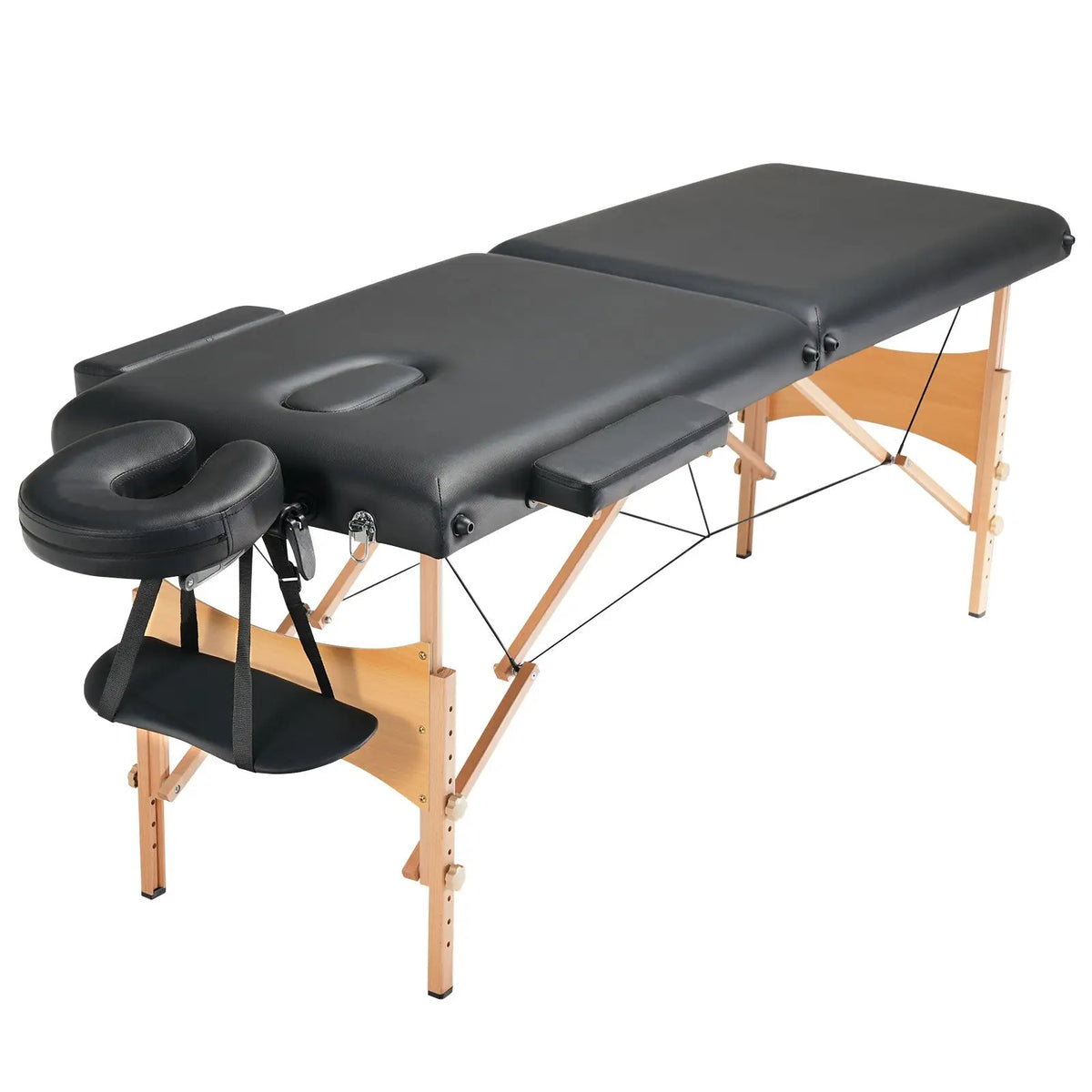 Portable 24\" W 2-Fold Lightweight Massage Table 8 Level Electric Height Adjustment Salon Tattoo Spa Bed Table Electric Feature