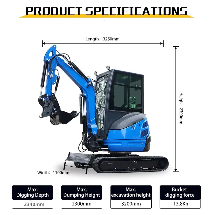 Mini Excavator 2 Ton 2.5 Ton Customize Factory Price Mini Digger Free Shipping Kubota Engine Excavator Bagger Crawler Excavator
