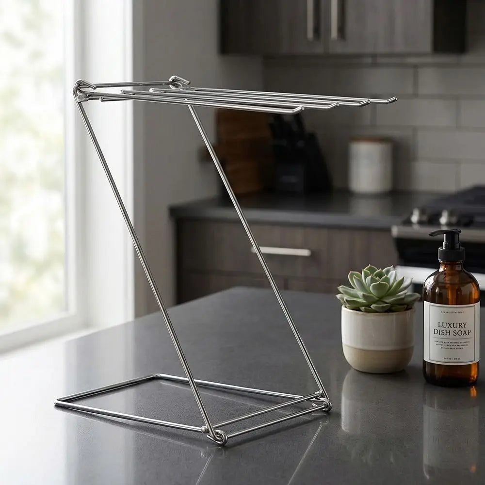 Stainless Steel Dishcloth Hanging Shelf Foldable Design Portable Rag Drain Holder Rustproof Quick Dry Kitchen Cloth Drying Rack