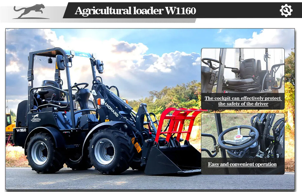 Farm Loader Diesel Kubota Engine Mini Loader Euro5 EPA Wheeled Mini Loader Hydraulic 4×4 Compact Loader 2 Ton Loaders Customized