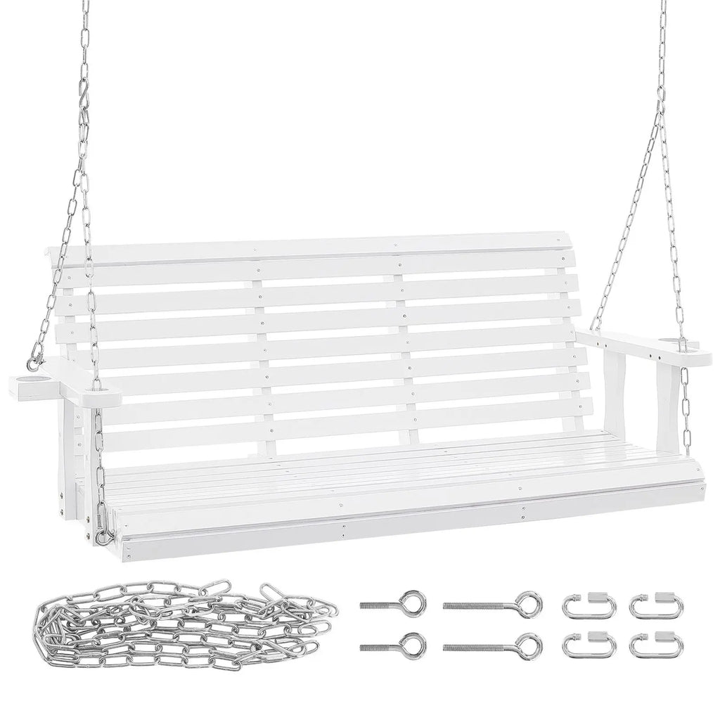 Heavy Duty 5.5 ft Wooden Porch Swing Patio Bench Swing for Courtyard Garden Upgraded 880 Lbs Strong Load Capacity Indoor Use