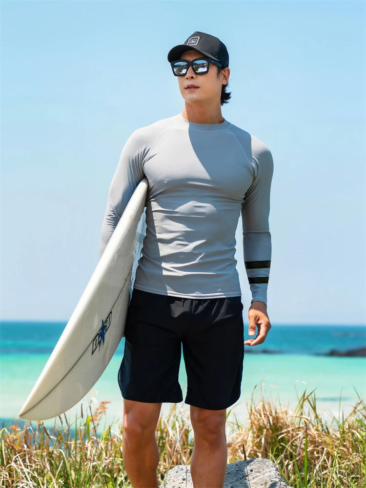 SAILBEE Men UV Protect Swimwear Long Sleeve Swimsuit Mens Rashguard Surfing Rash Guard Surf Shirt For Swimming Sail Drop Ship