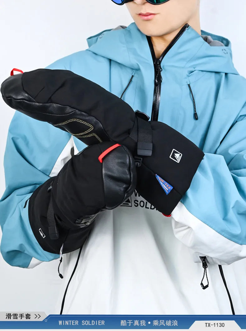 Professional Down Skiing Gloves With Winter Touch Screen Thickened Velvet Wear-Resistant Windproof Waterproof Skiing Gloves