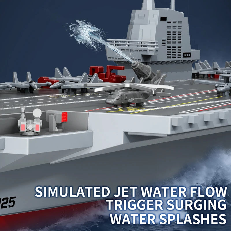 JJRC S19 RC Aircraft 2.4G Remote Control Battleship Boat RC Boat Auto Water Sensor Carrier Boat Toys Gift for Kids Boys