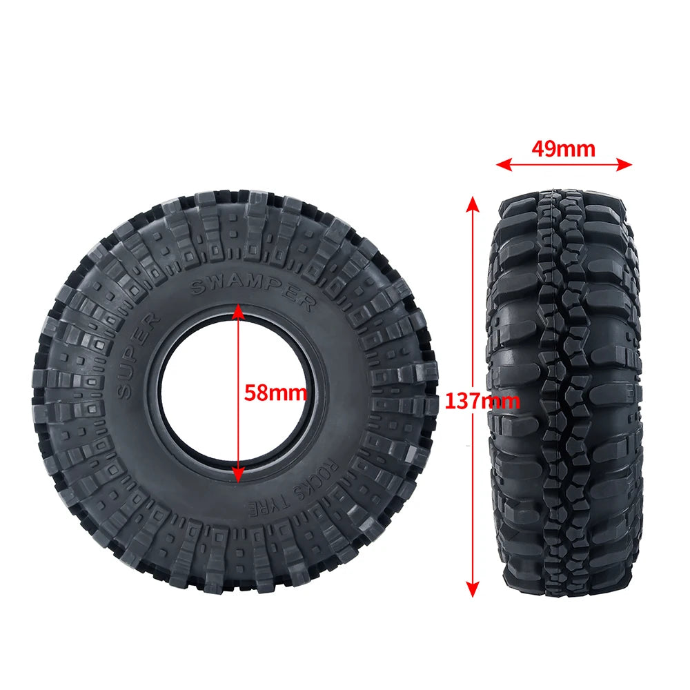 AXSPEED 4PCS Rubber Tyres 120/125/137/150mm for 1.9 2.2 Wheel Tires Axial SCX10 Wraith D90 D110 TRX4 TRX6 1/10 RC Crawler Car