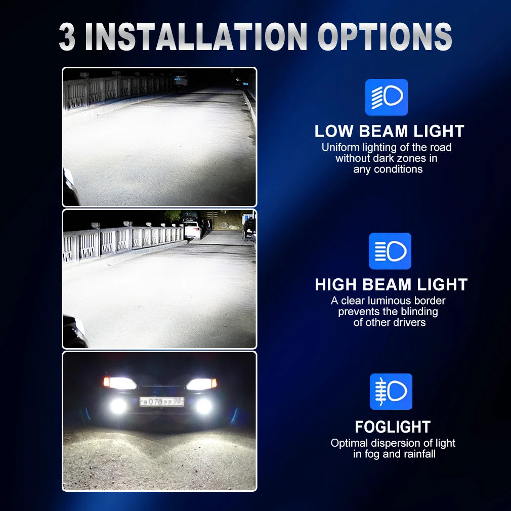 2Pcs H1 H3 Headlight Bulbs Canbus No Error H4 H7 25000LM 70W Auto Mini LED Turbo Bulb For Car 6500K Automobile Lamp Plug & Play
