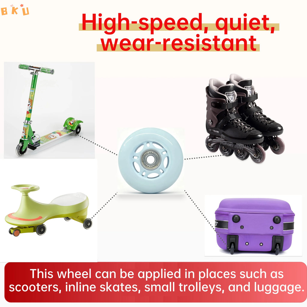 8-Pack Full Set Roller Skate Replacement 70mm Wheels, High-Speed Abec-7 608 Bearing Wheels for Skateboard/Scooter/Luggage