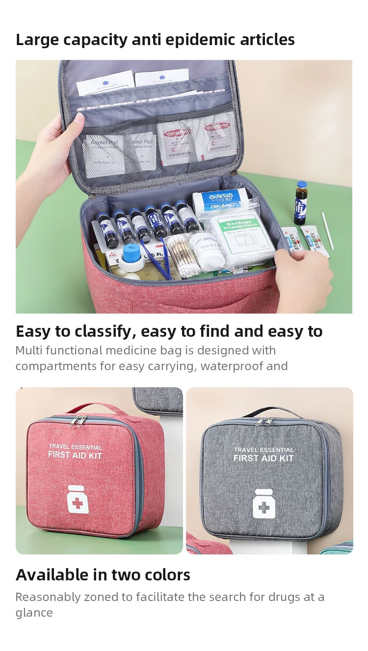 Large-Capacity Portable Family First Aid Kit,Layered Medicine Storage Bag for Household, Outdoor Activities & Travel Needs