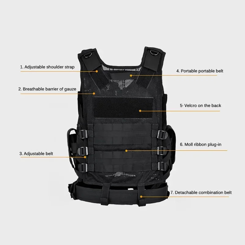 Tactical Vest Multi-Pocket Jungle Combat Body Armor Security Vests Hunting Outdoor CS Game Airsoft Army Training Swat Jacket