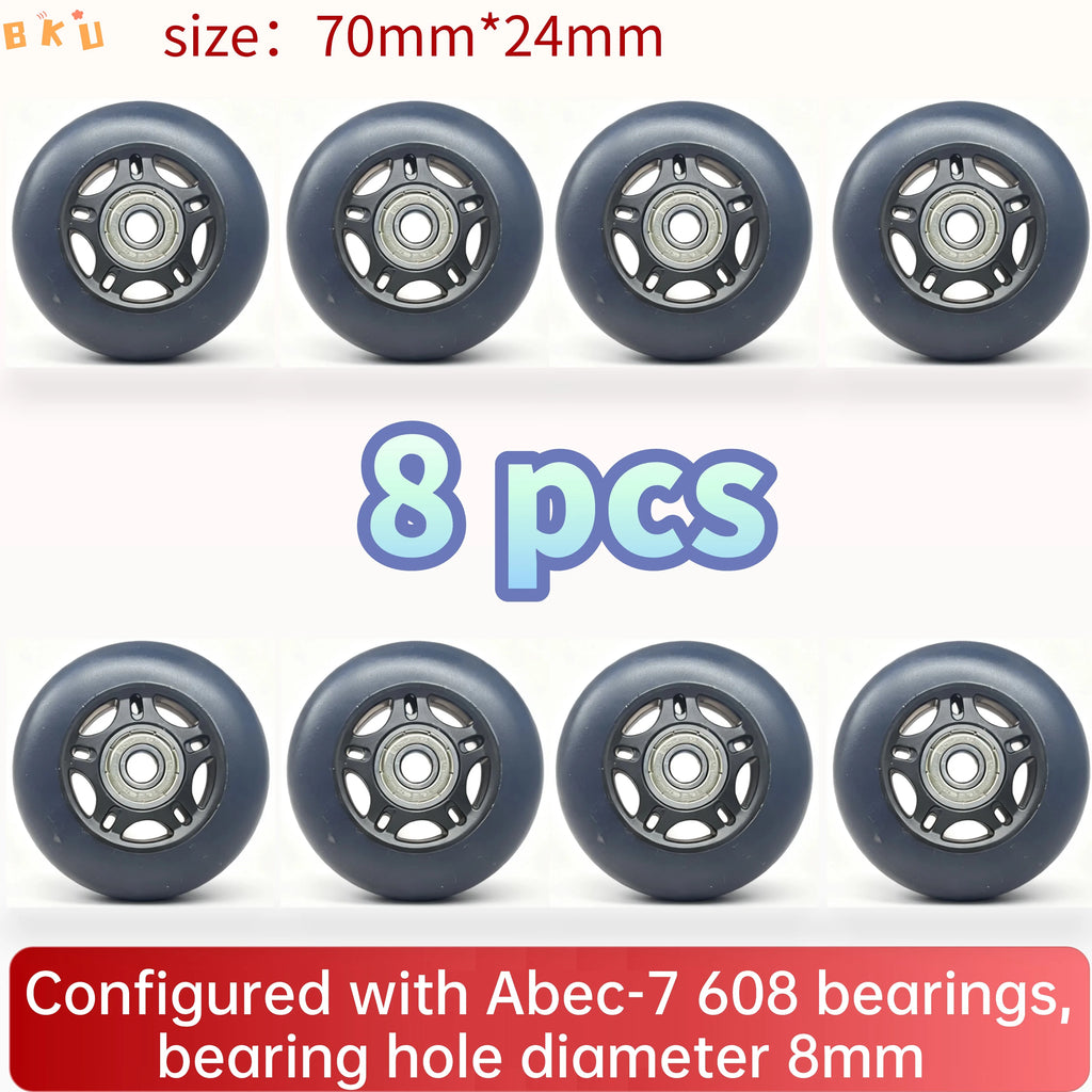 8-Pack Full Set Roller Skate Replacement 70mm Wheels, High-Speed Abec-7 608 Bearing Wheels for Skateboard/Scooter/Luggage