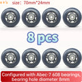 8-Pack Full Set Roller Skate Replacement 70mm Wheels, High-Speed Abec-7 608 Bearing Wheels for Skateboard/Scooter/Luggage