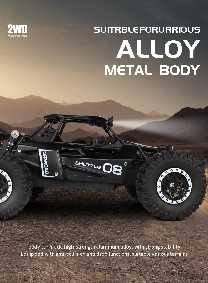 Oike Remote Control Car RC Drift Racing Vehicle Off Road Alloy 2.4G Radio High-Speed Trucks With LED Light Climbing Gift Kid Toy