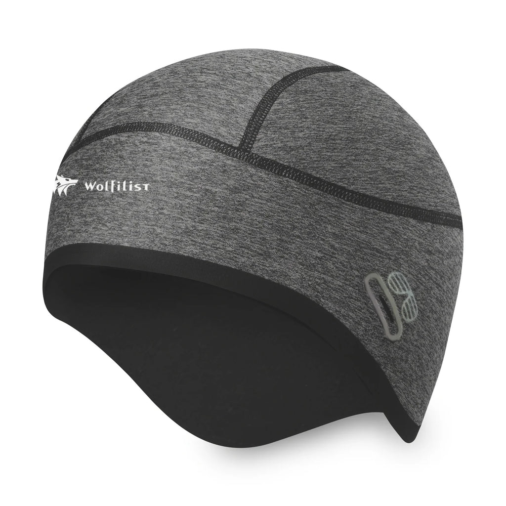 Winter Warm Cycling Skiing Cap with Glasses Holes, Cycling Helmet Liner for Men & Women Skiing Hat Liner