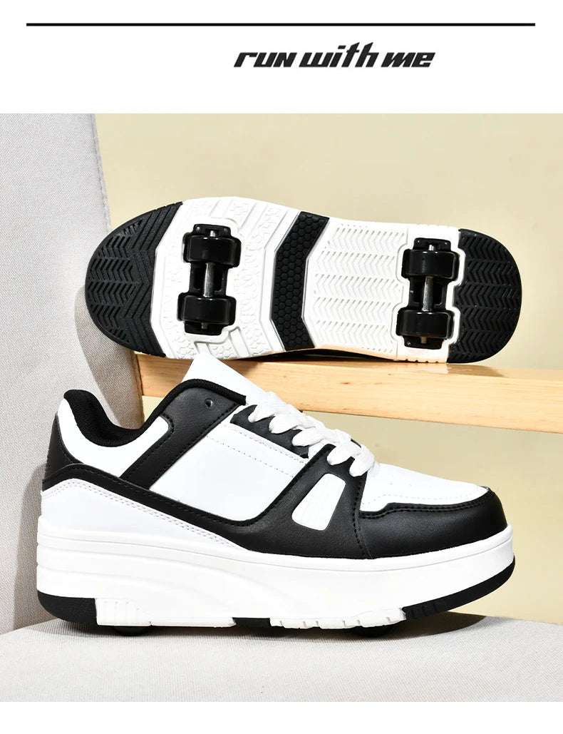 Children's Roller Skate Shoes Student Inline Skating Shoes Girls 4-Wheel Deformation Boy's Skating Shoes