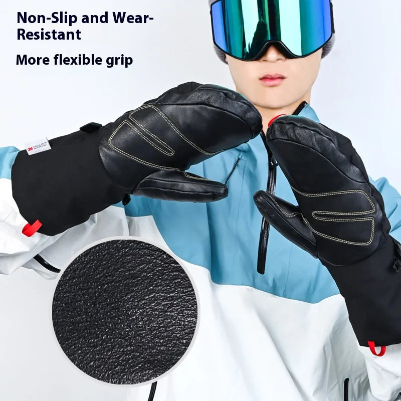 Professional Down Skiing Gloves With Winter Touch Screen Thickened Velvet Wear-Resistant Windproof Waterproof Skiing Gloves
