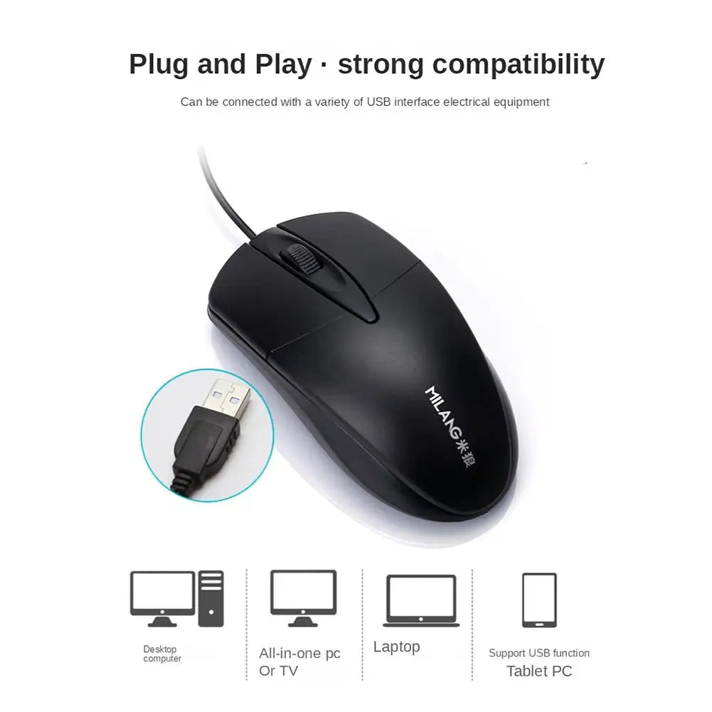 USB Optical Wired Mouse Laptop Home Office Mouse Anti Slip Roller 3D 1200DPI Game Mause Computer Accessories For PC Desktop