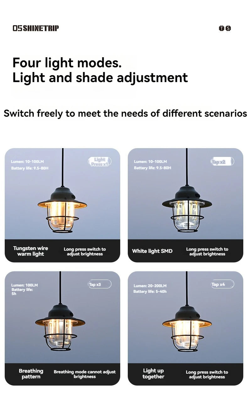 USB Rechargeable LED Camping Lantern Small Drop Light - Portable Campsite Atmosphere Lamp for Hanging Tent & Outdoor Activities