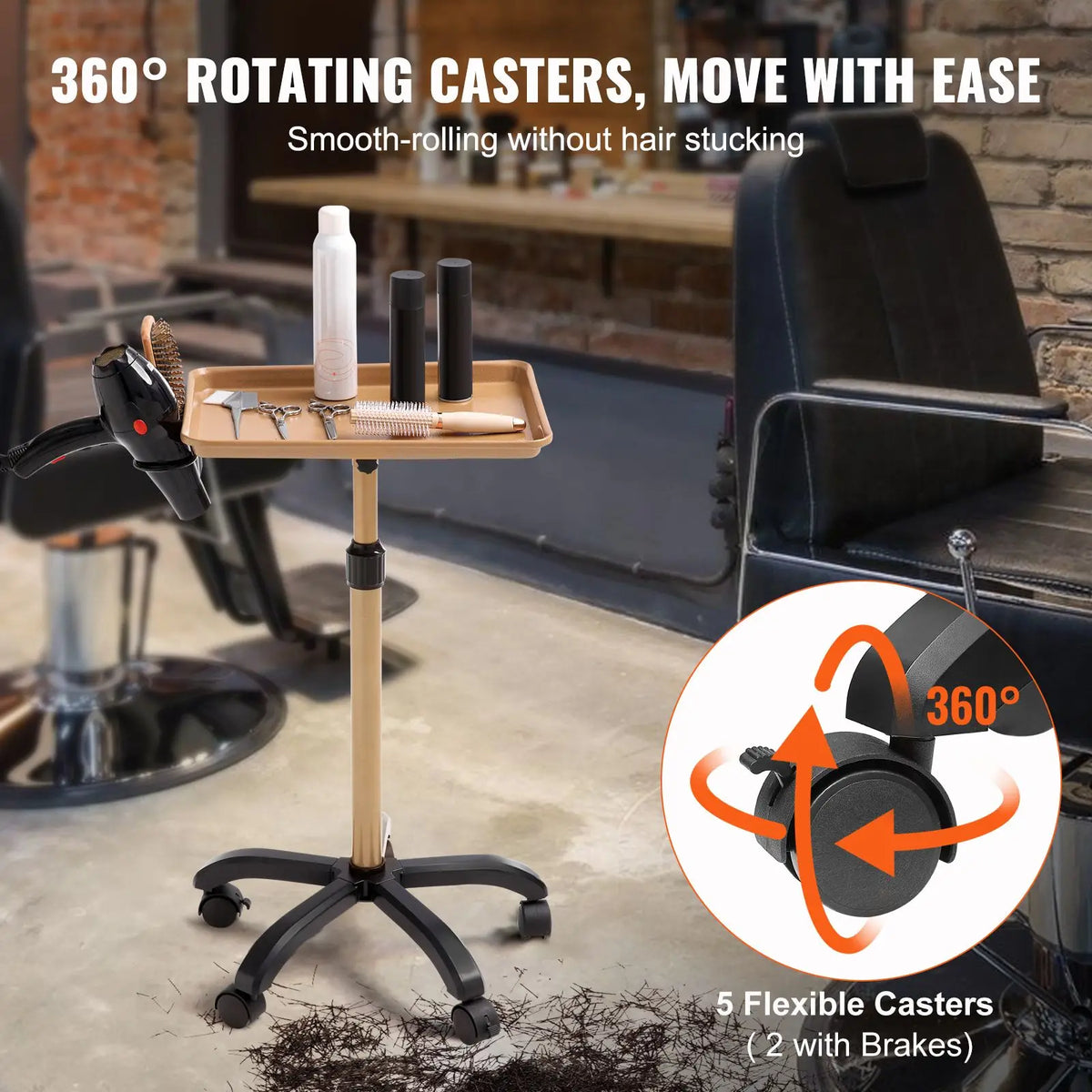 Adjustable 30\"-43\" Metal Salon Tray Cart with 5 Lockable Wheels Cold Rolled Plate Tattoo Tray 2022 SPA Model