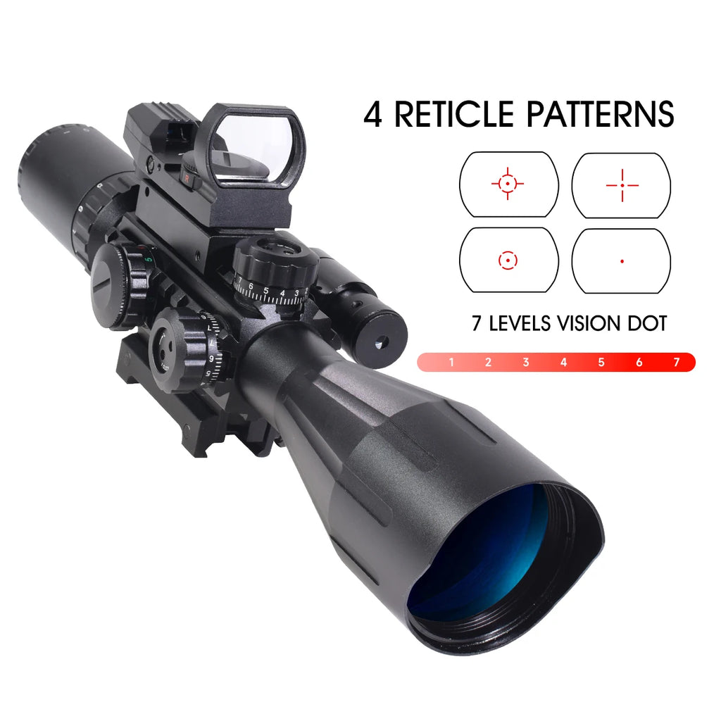 4-12X50ir Scope Red Green Two Color Illumination with HD101 HD103 4 Points Reticle Red Dot Optics Sight Hunting Combo