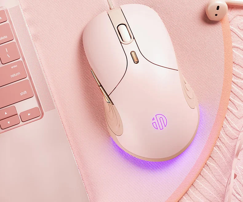 Inphic B8 Wired Mouse 4-speed DPI Adjustment Silent Office Mouse Colorful Breathing Light Effect For PC Laptop