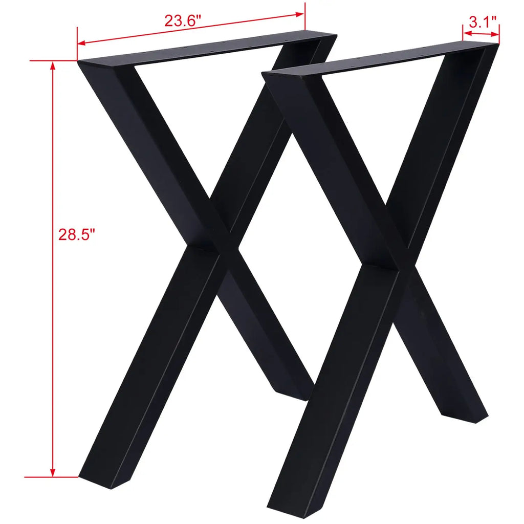 Heavy Duty 28x24 Inch Steel Desk Legs Wide Metal Table Legs for Dining Table and Coffee Desk X Table Leg Set of 2