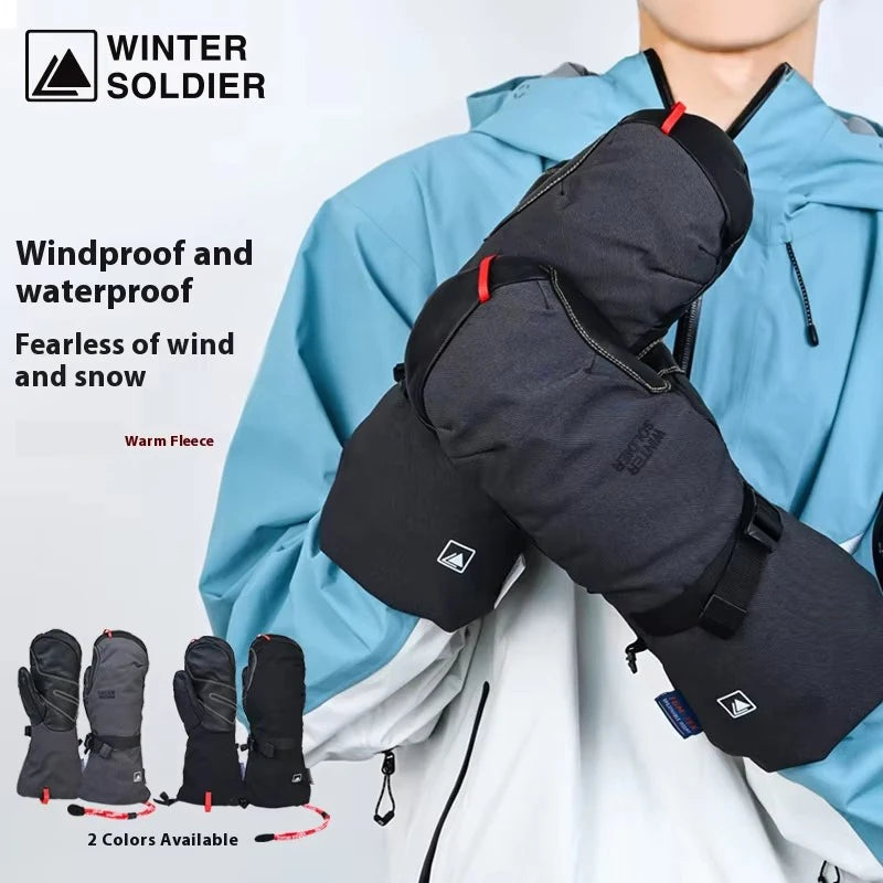 Professional Down Skiing Gloves With Winter Touch Screen Thickened Velvet Wear-Resistant Windproof Waterproof Skiing Gloves