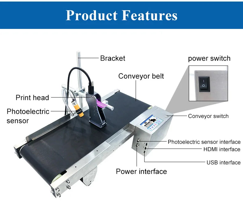 Conveyor Printer Integrated Machine 2 In 1 Using 600DPI Exp Mfg Date Coding Machine Smart TIJ Inline Printer