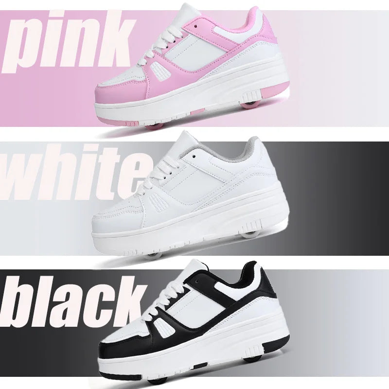 Children's Roller Skate Shoes Student Inline Skating Shoes Girls 4-Wheel Deformation Boy's Skating Shoes