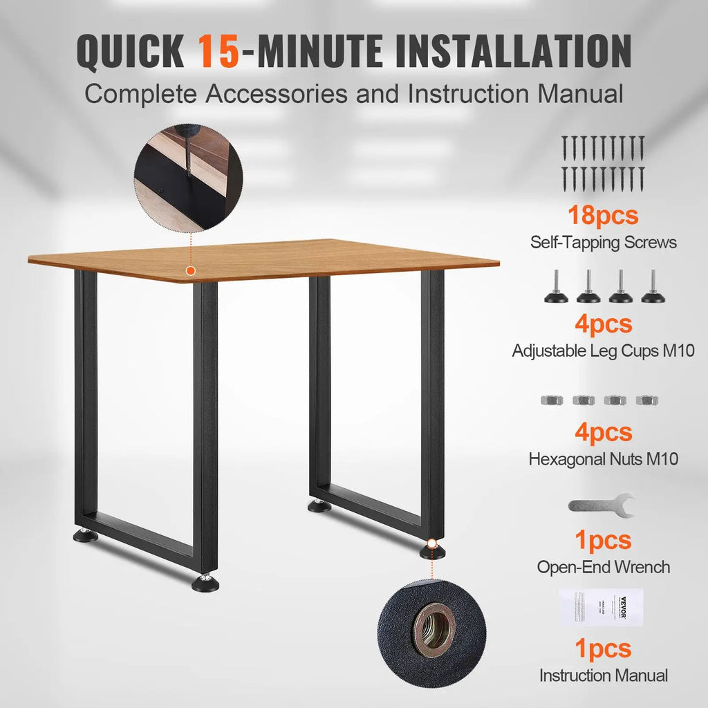 "28 Inch Heavy Duty Steel Farmhouse Table Legs Set 2 Reinforced Max Load 1000 Lbs DIY"