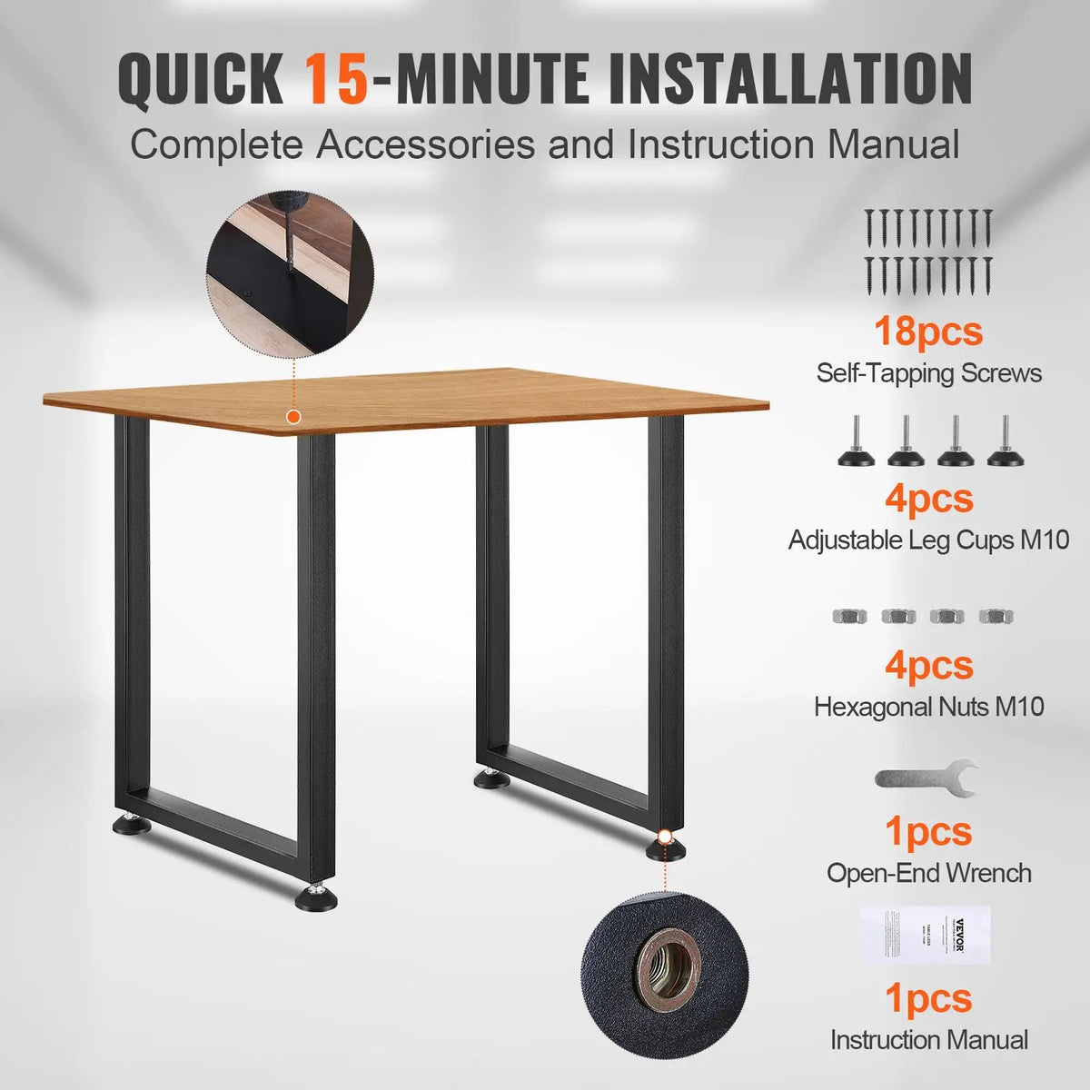 "28 Inch Heavy Duty Steel Farmhouse Table Legs Set 2 Reinforced Max Load 1000 Lbs DIY"