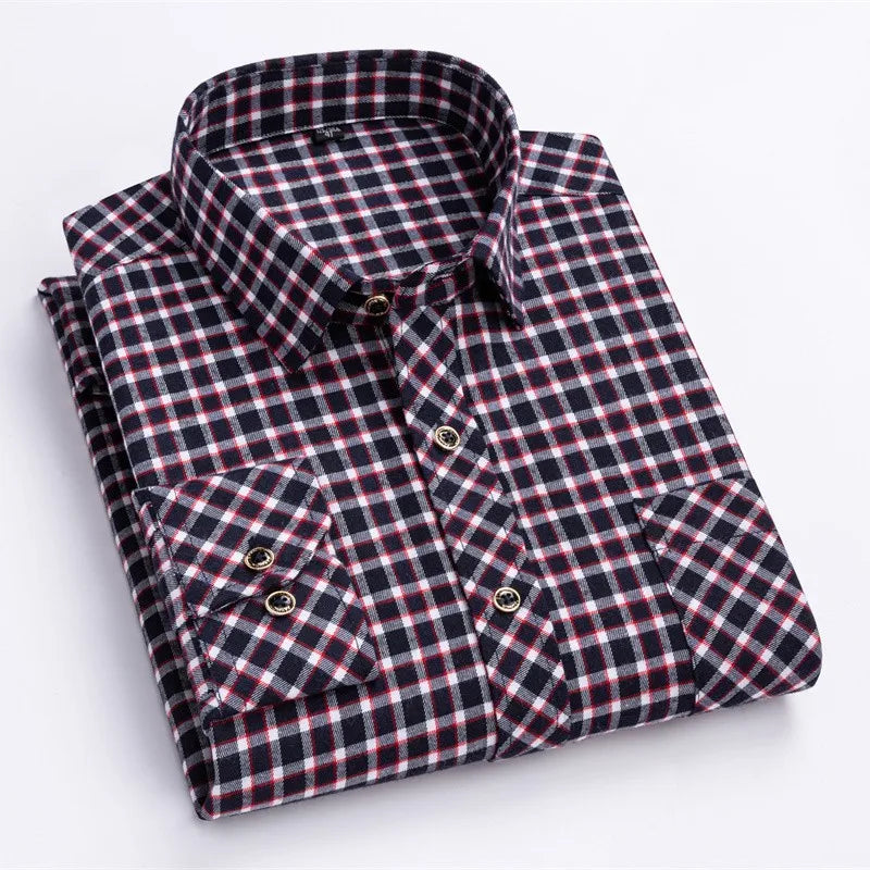 2024 New Fashion Men's Plaid Shirt Long Sleeve Cotton Regular Fit Men Casual Flannel Shirts Leisure Autumn Male Blouse Clothing