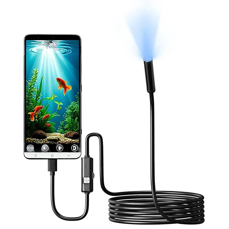 7.0MM Type-C Endoscope Camera IP67 Waterproof with 6 Adjustable LEDs USB Android Flexible Inspection Borescope for Phone PC
